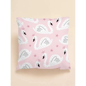 Swan Pillow Cover Pillow with Crowns and Stars